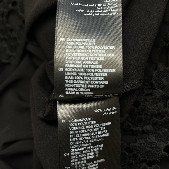 Sandro Jannie Lace A-Line Mini Dress Black Cap Flutter Sleeve Mini Size 38 - Picture 15 of 16